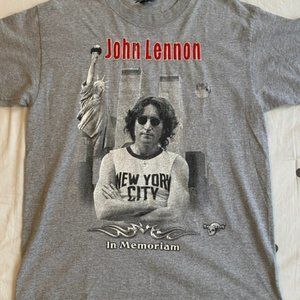 John Lennon Gray Double Sided Graphic Embroided T Shirt Size‎ Large The Beatles